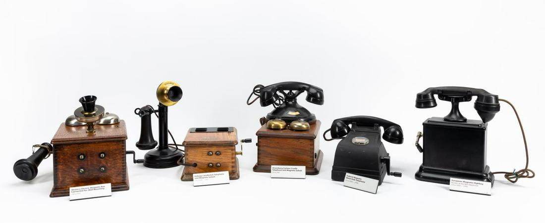 FIVE ANTIQUE TELEPHONES & PHONE ACCESSORIES (1 of 14)