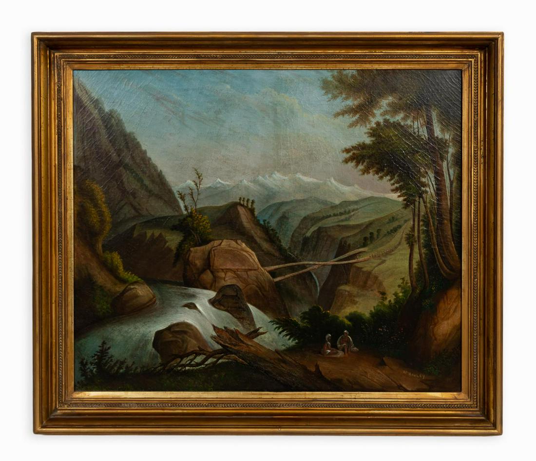 WM. HAWLEY, O/C "RESTING BY THE RIVER," 19TH C. (1 of 3)