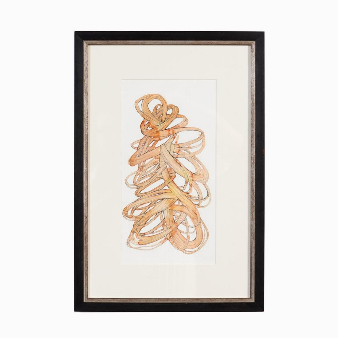 MARCY STARZ, "TWISTED" ORANGE ABSTRACT FORM W/P (1 of 4)