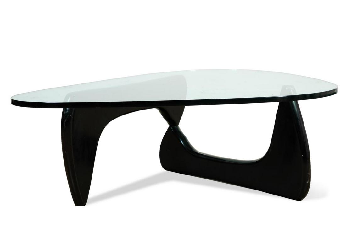 NOGUCHI STYLE BLACK & GLASS TOP COFFEE TABLE (1 of 10)