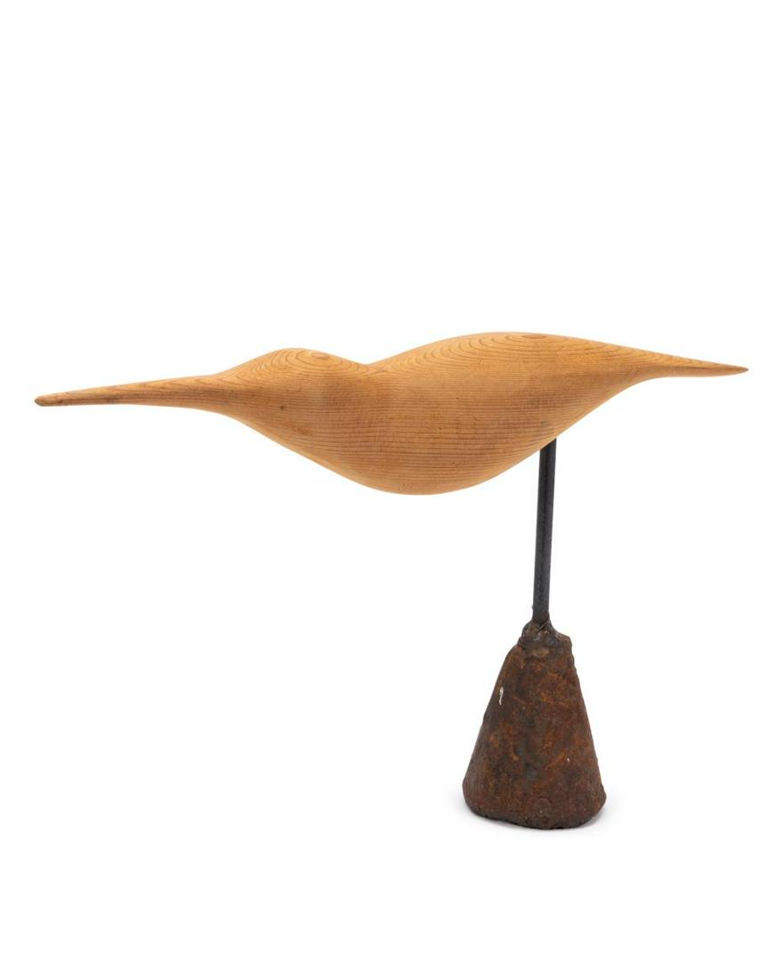 NED CARTLEDGE, CARVED FOLK ART BIRD ON STAND- 2000 (1 of 7)