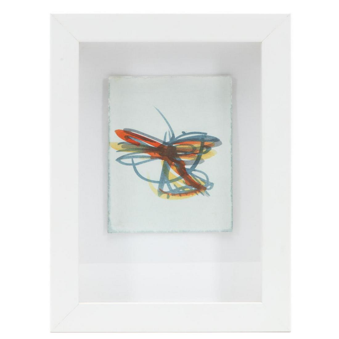 AM. SCHOOL "ABSTRACT BUTTERFLY" SMALL WATERCOLOR (1 of 3)