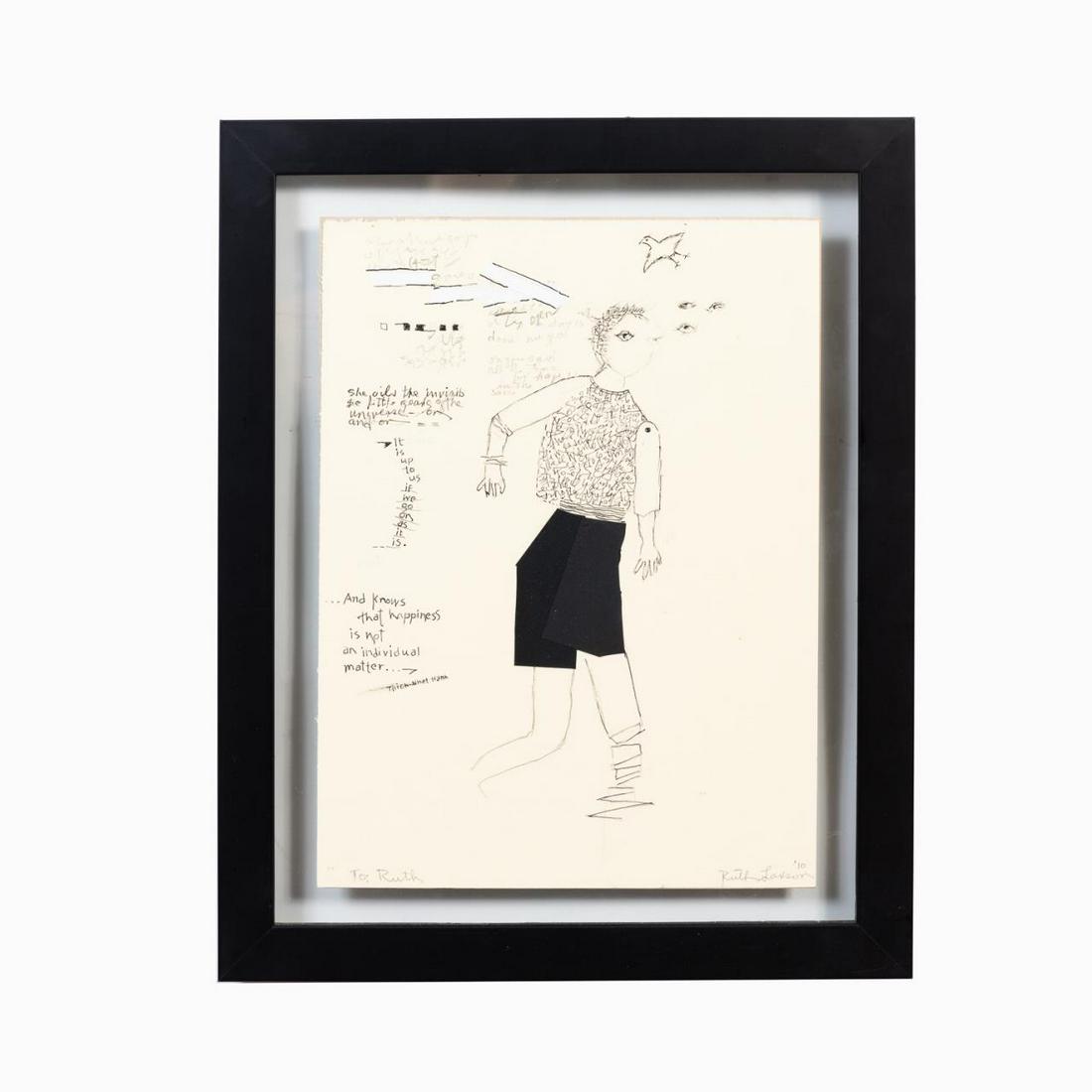 RUTH LAXSON, "STANDING FIGURAL STUDY" INK ON PAPER (1 of 9)