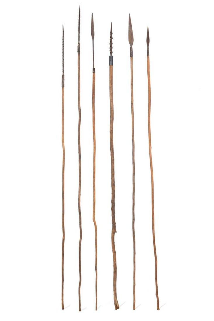 COLLECTION OF SIX AFRICAN WOOD & METAL SPEARS (1 of 9)