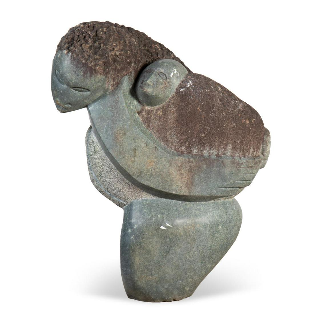 AFRICAN LARGE FIGURAL SHONA GRAY STONE SCULPTURE (1 of 10)