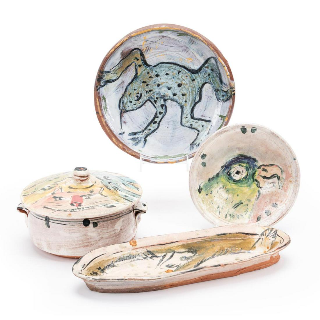 4PC RON MEYERS PAINTED STUDIO POTTERY GROUP (1 of 7)