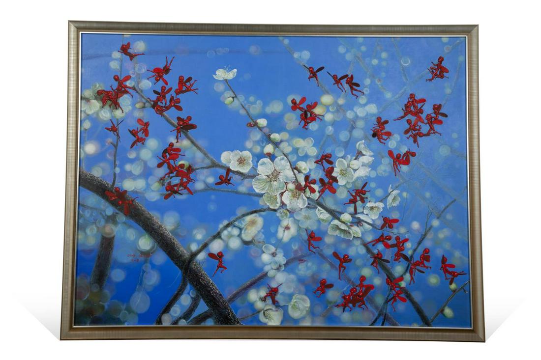 S. FENG, MONUMENTAL OIL ON CANVAS "FAIRY GARDEN" (1 of 9)