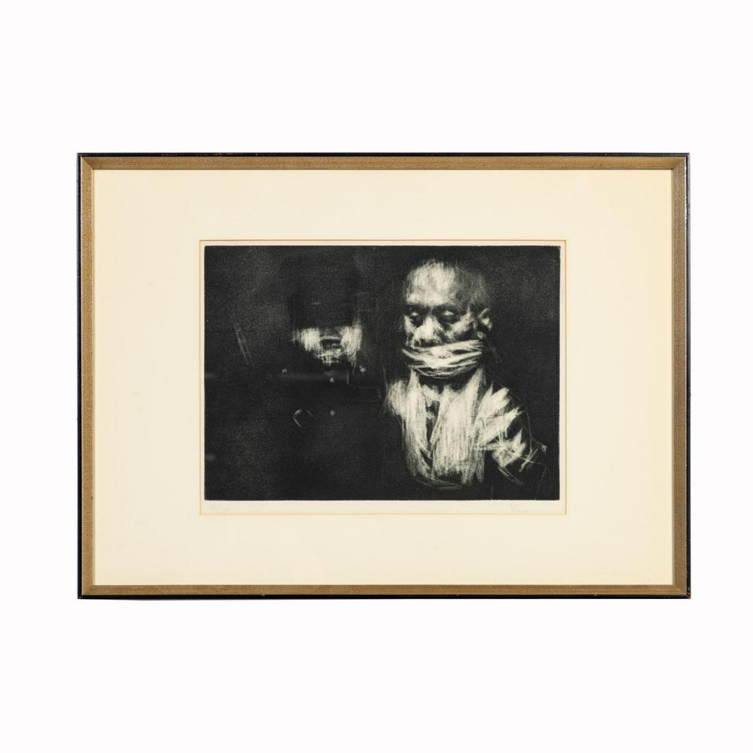 JACK LEVINE "THE PRISONER" BLACK & WHITE AQUATINT (1 of 6)