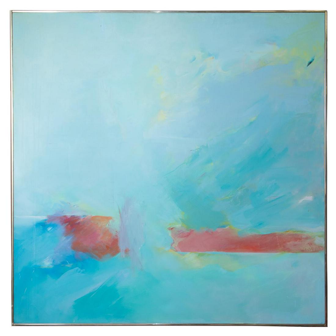 J. WEISBARD, "RED STRIPE" ABSTRACT O/C 1976 (1 of 7)