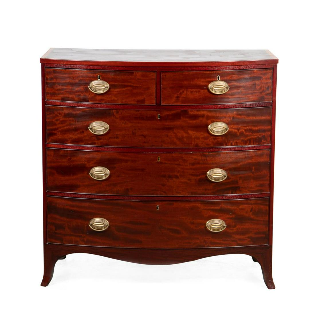 HEPPLEWHITE STYLE MAHOGANY FIVE-DRAWER CHEST (1 of 7)