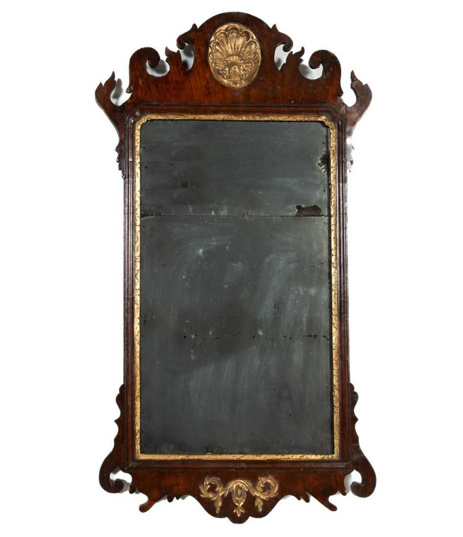 18TH C. CHIPPENDALE GILT MAHOGANY LOOKING GLASS (1 of 6)