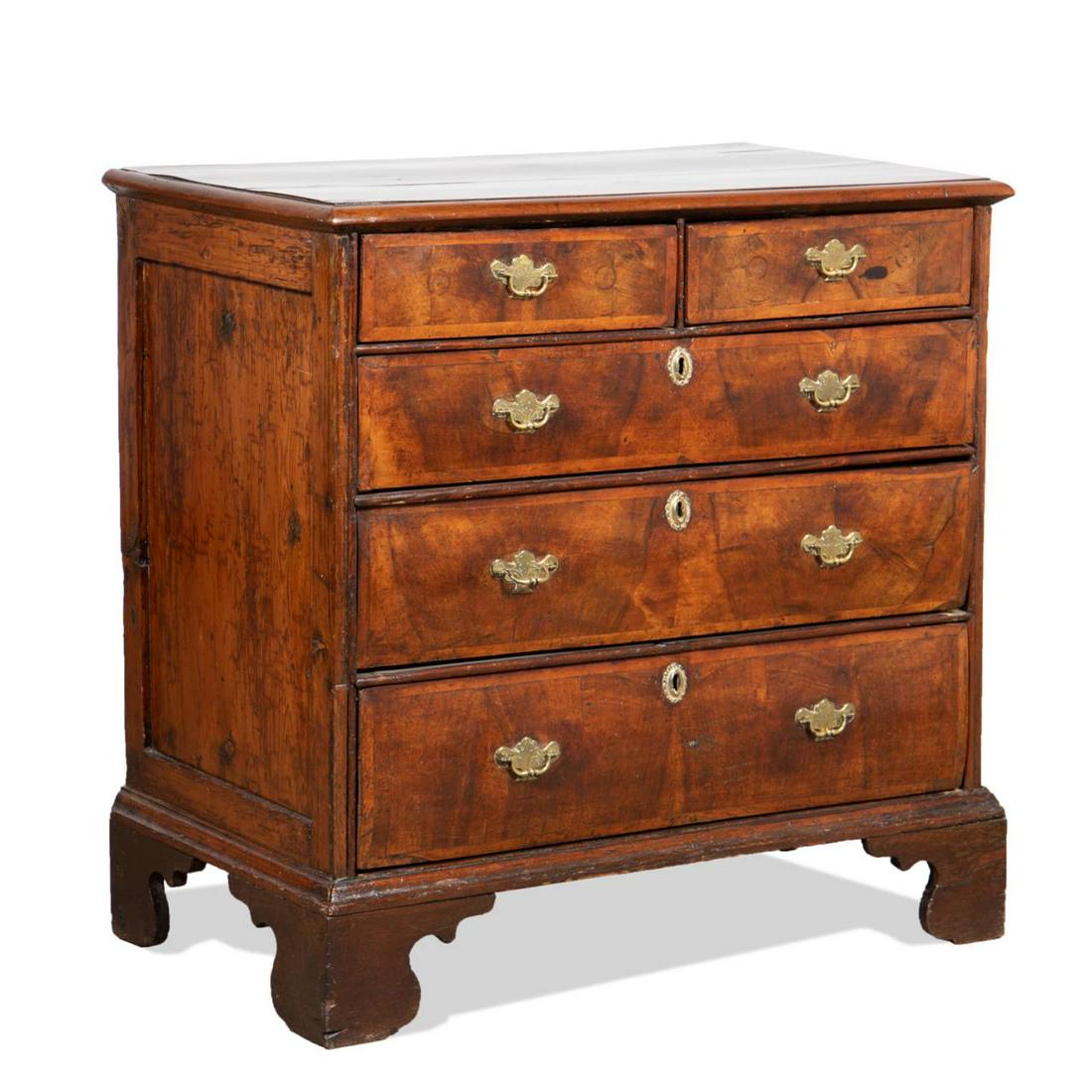 18TH C. GEORGIAN WALNUT FIVE-DRAWER CHEST (1 of 6)