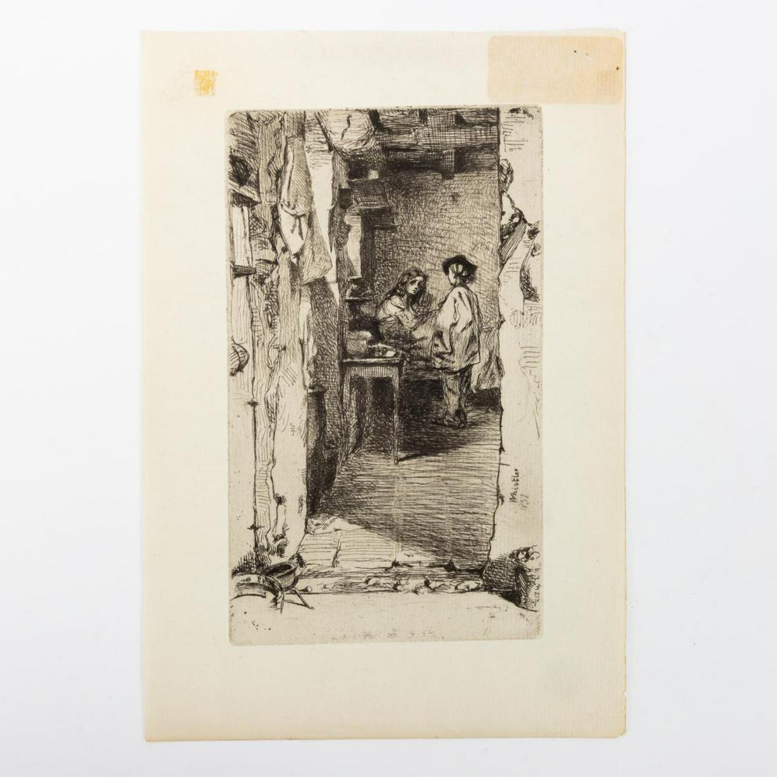 UNFRAMED WHISTLER ETCHING, "LITTLE RAG GATHERERS" (1 of 4)