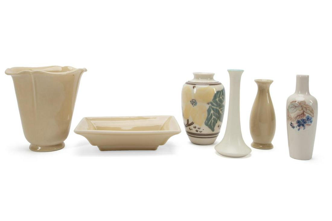 6PC ROOKWOOD CREAM GLAZE POTTERY ARTICLES (1 of 8)