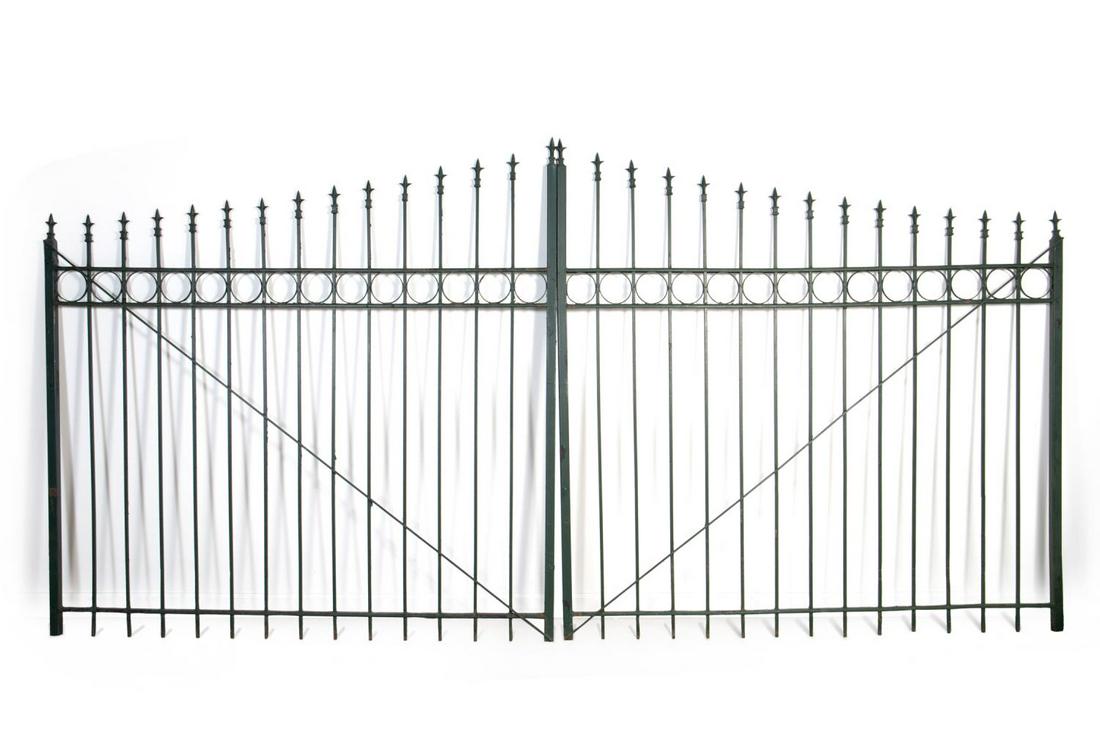 PAIR OF WROUGHT IRON DRIVEWAY ENTRY GATES (1 of 9)