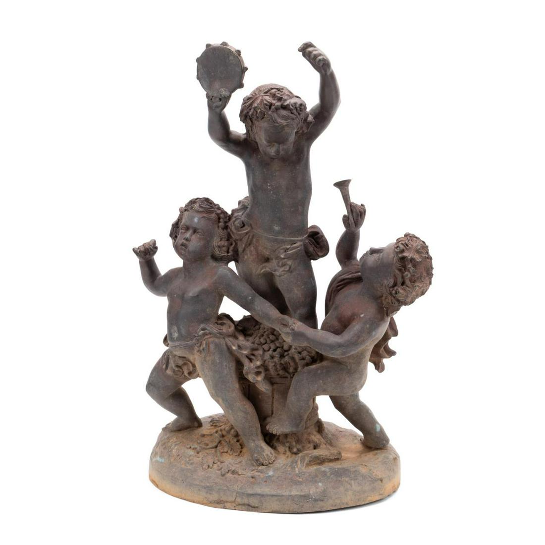 MUSICAL PUTTI BRONZE GARDEN SCULPTURE (1 of 5)