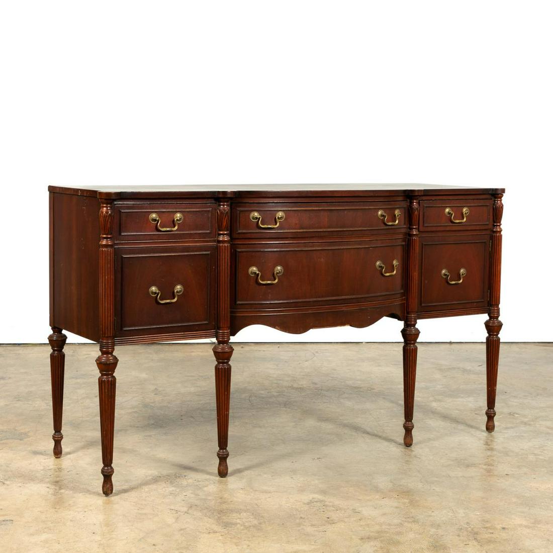 SHERATON STYLE MAHOGANY BOW FRONT SIDEBOARD (1 of 7)