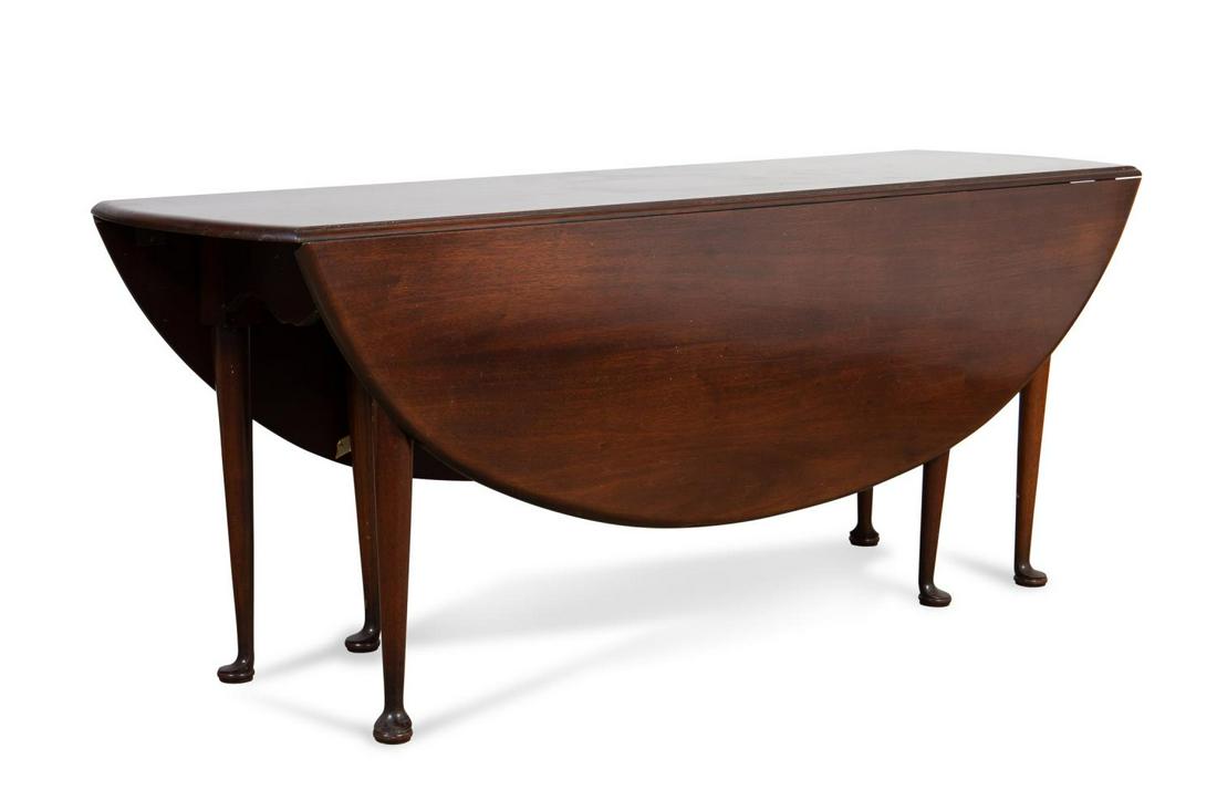 QUEEN ANNE STYLE MAHOGANY GATELEG WAKE TABLE (1 of 6)