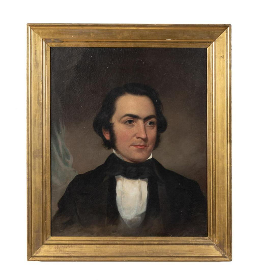 E.19TH C. AMERICAN SCHOOL PORTRAIT OF GENTLEMAN (1 of 6)