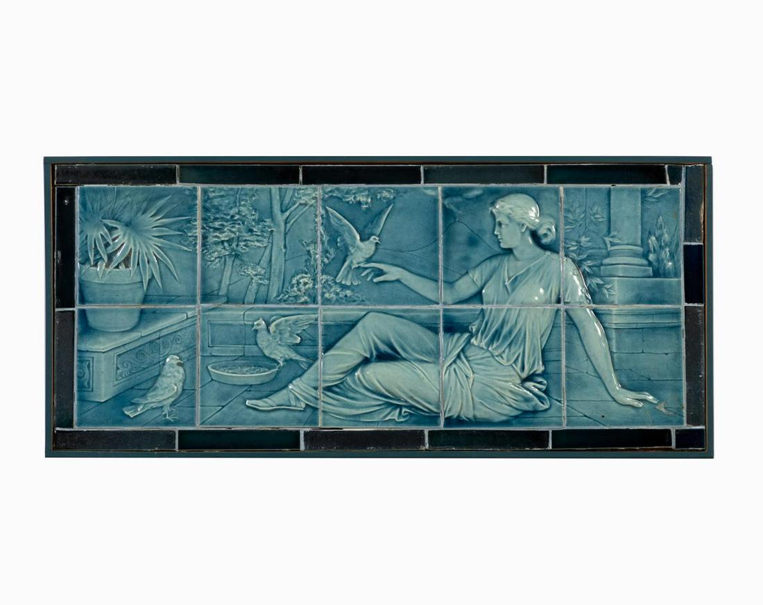 ATTR. HERMAN MUELLER WOMAN ON TERRACE TILES, 1885 (1 of 5)