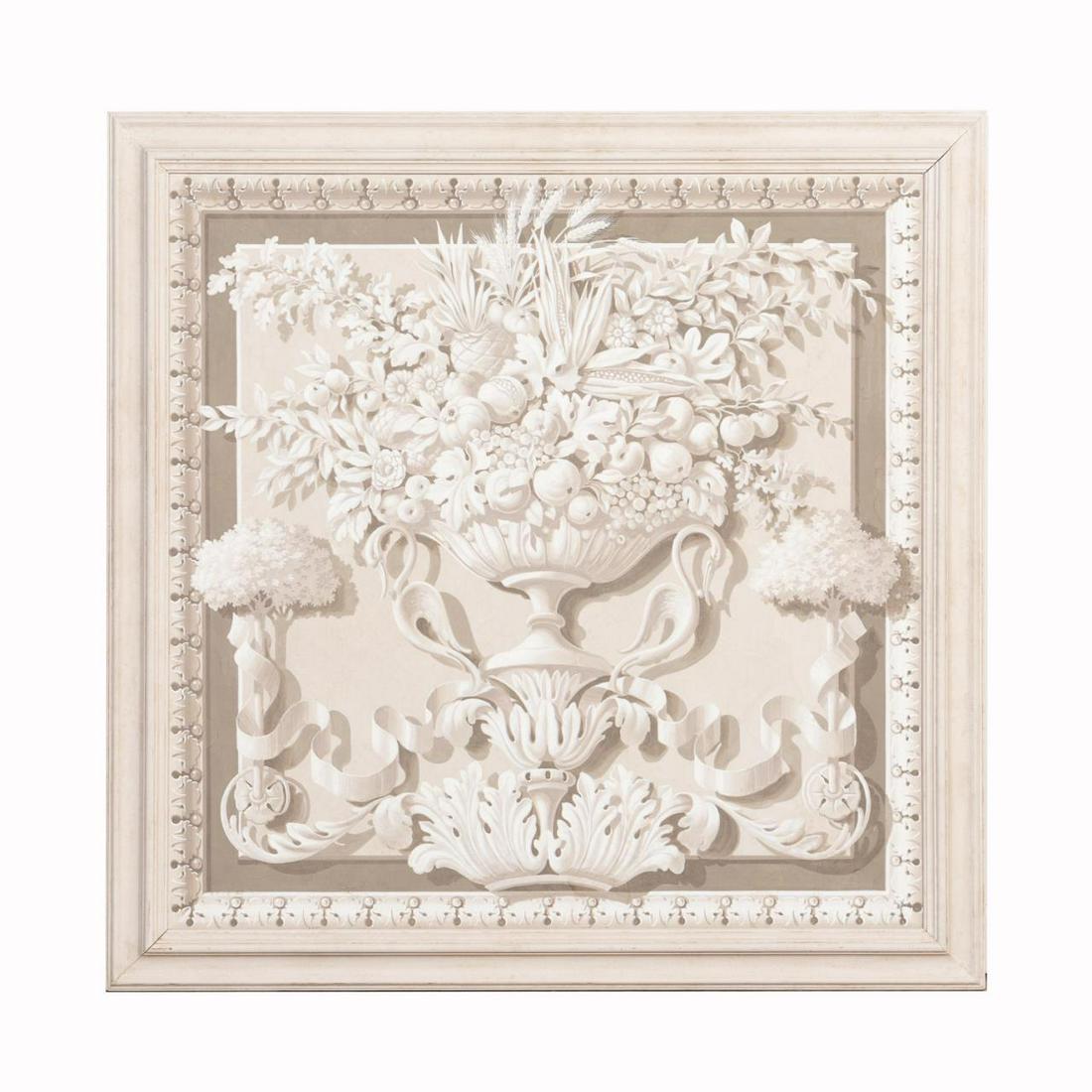 LG. GRISAILLE TROMPE L'OEIL ARCHITECTURAL PAINTING (1 of 5)