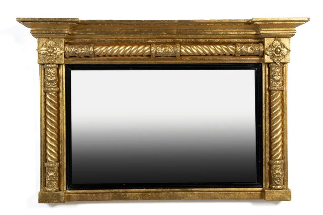 FEDERAL GILT & PARCEL EBONIZED OVERMANTEL MIRROR (1 of 8)