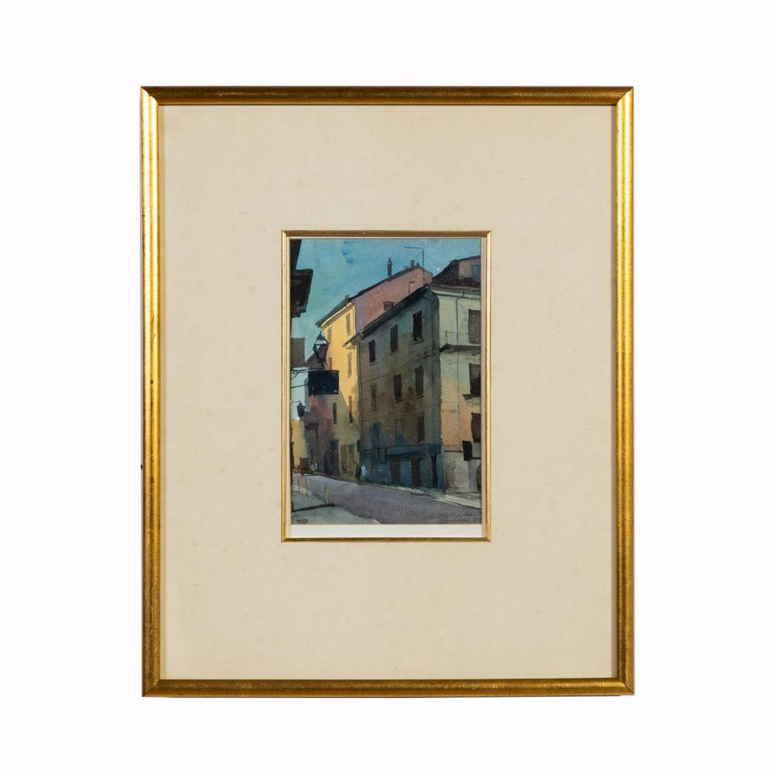 SERGE HOLLERBACH, MILANO, FRAMED WATERCOLOR, 1986 (1 of 4)