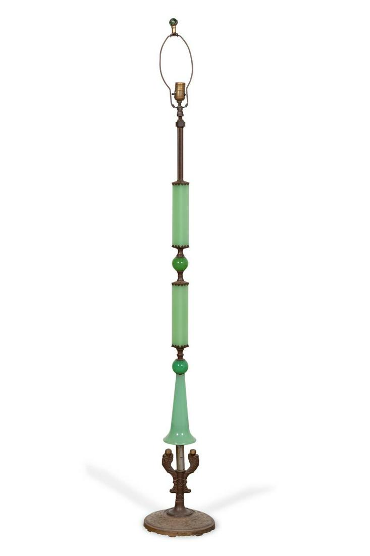ART DECO GREEN OPALINE GLASS FLOOR LAMP (1 of 8)
