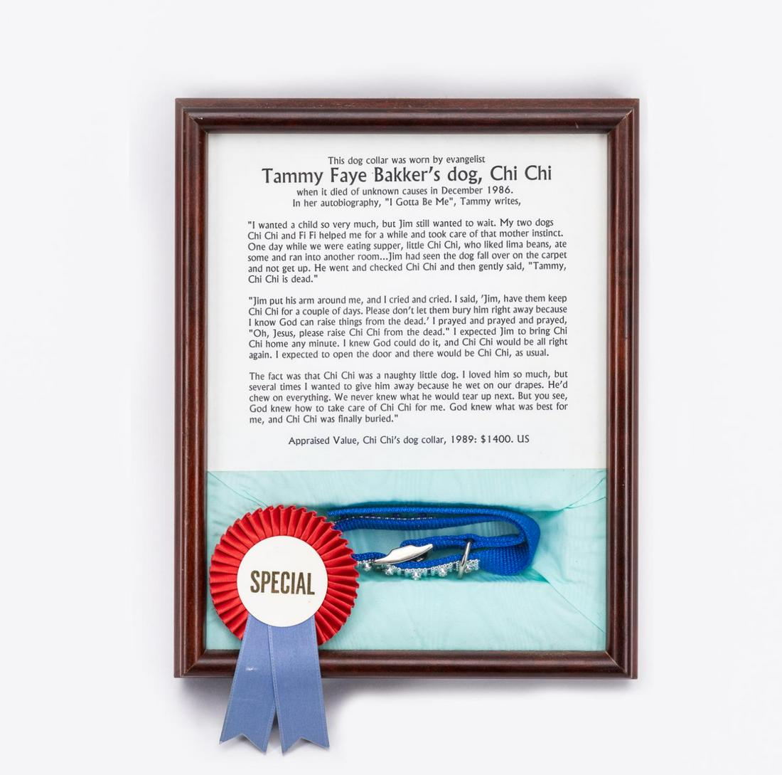 FRAMED COLLAR OF TAMMY FAYE BAKKER'S DOG CHI CHI (1 of 4)