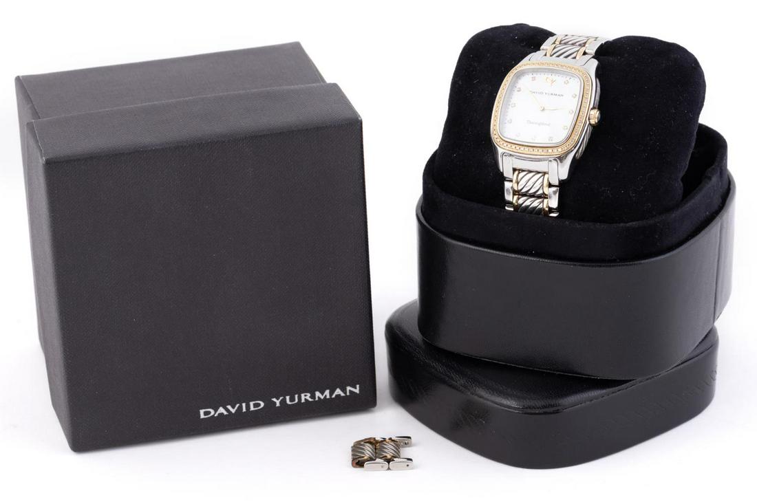 DAVID YURMAN 18K GOLD, STAINLESS & DIAMOND WATCH (1 of 8)