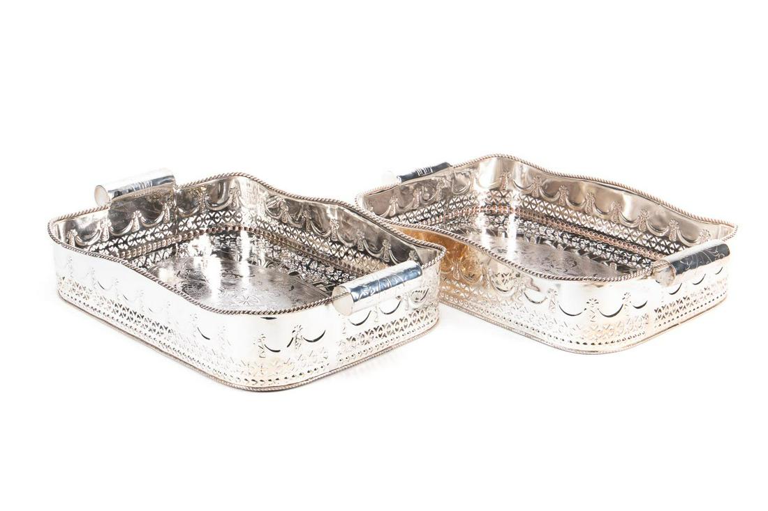 PR., GEORGIAN STYLE SILVERPLATE BUTLER'S TRAYS (1 of 6)