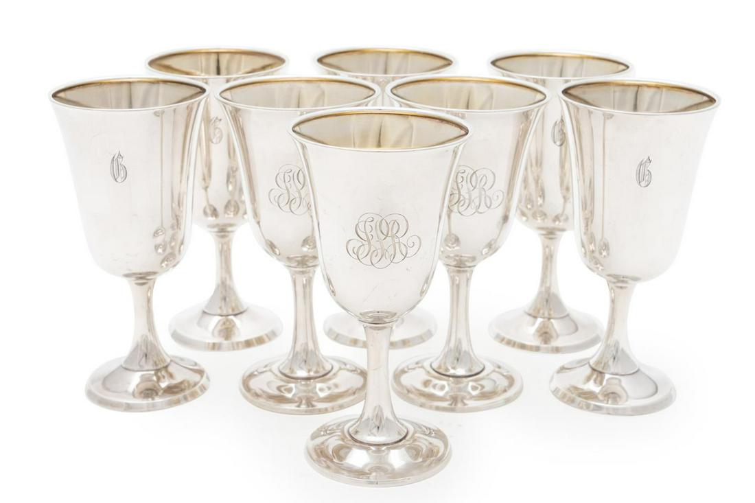 GROUP OF EIGHT STERLING SILVER GOBLETS (1 of 8)