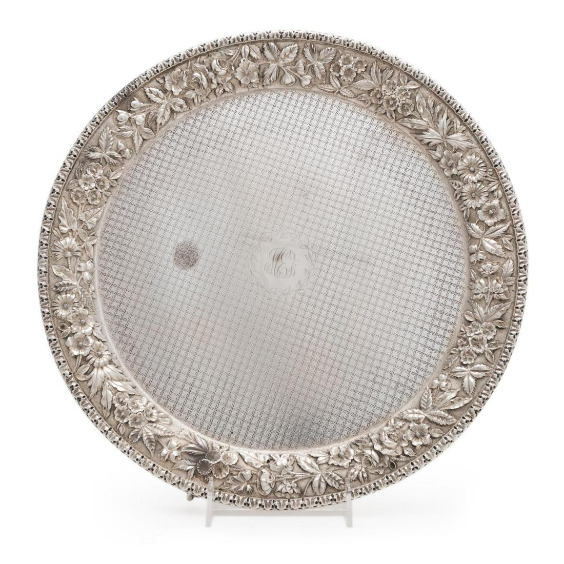 S. KIRK & SON "REPOUSSE" SILVER FOOTED SALVER (1 of 8)