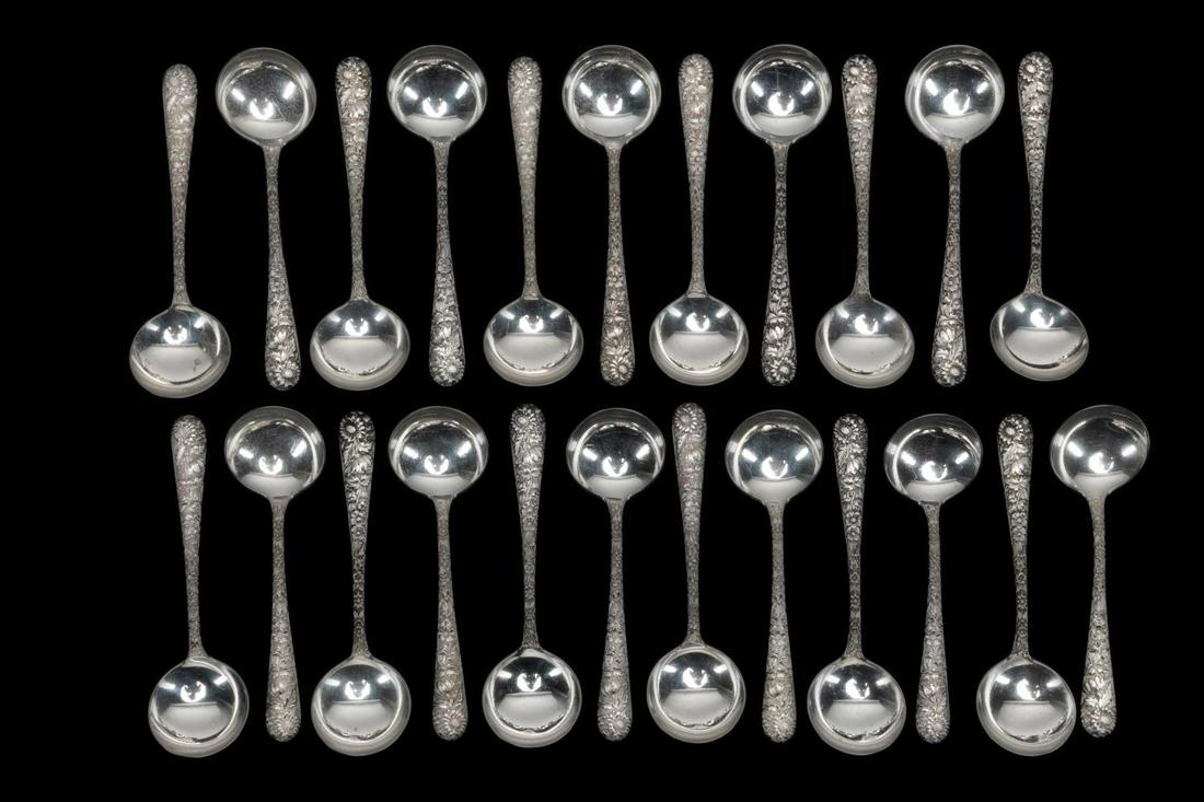 S. KIRK "REPOUSSE" SILVER BOUILLON SPOONS, 23PC (1 of 8)