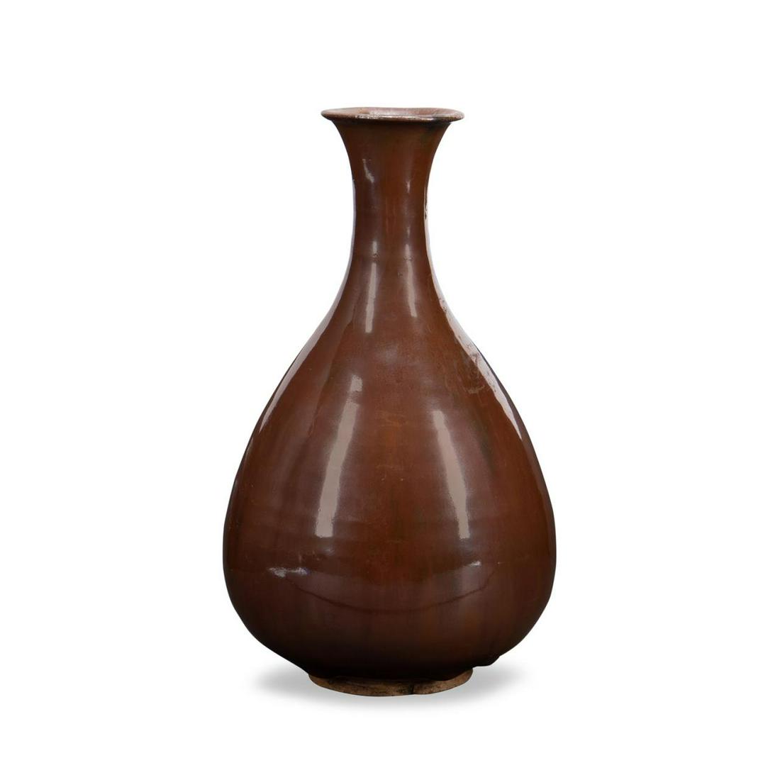 CHINESE RUSSET BROWN LUSTER PEAR FORM VASE (1 of 6)