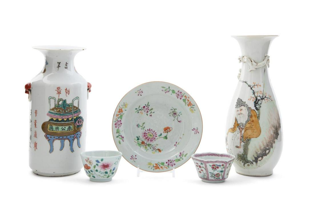 FIVE VARIOUS CHINESE FAMILLE ROSE PORCELAIN PIECES (1 of 13)