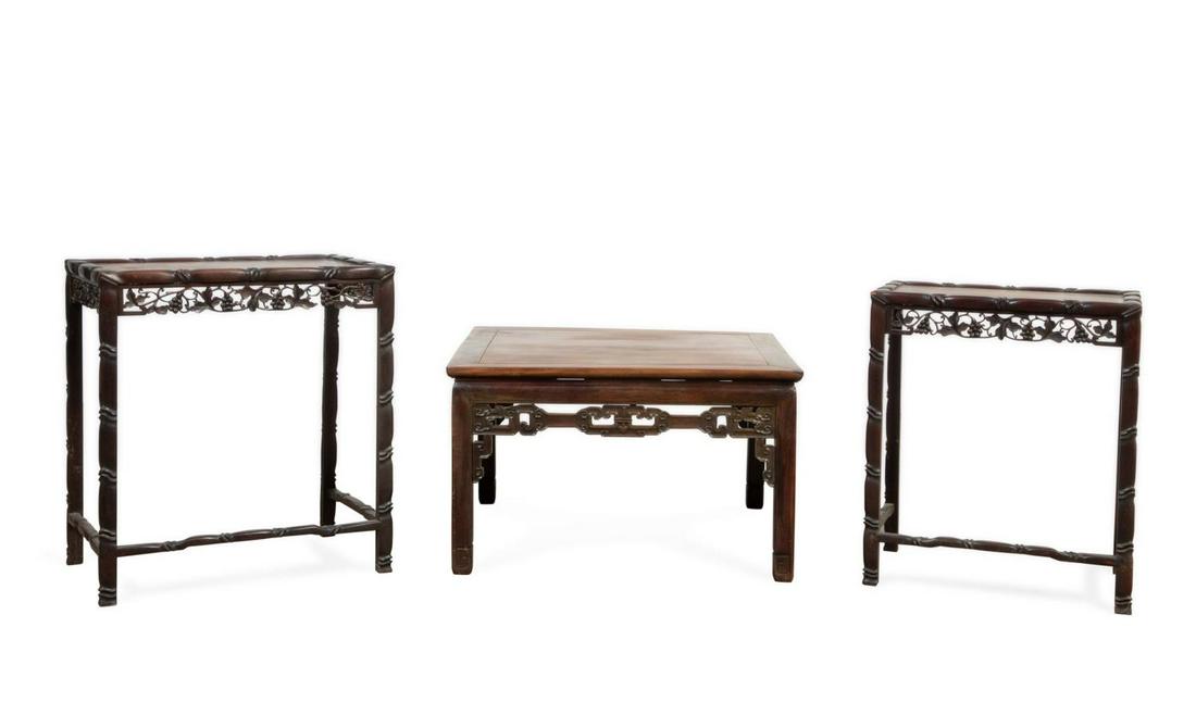 GROUP OF THREE CHINESE HARDWOOD TABLES (1 of 9)