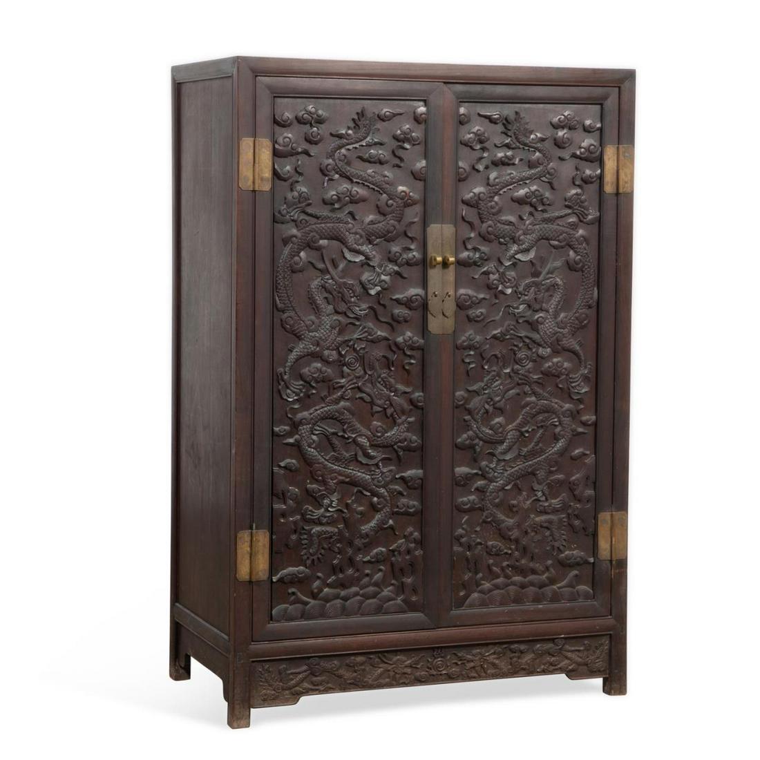 DIMINUTIVE CHINESE ROSEWOOD DRAGON CABINET (1 of 8)