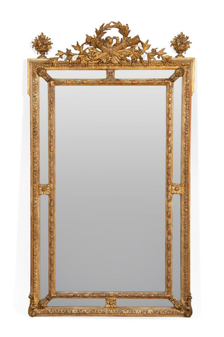 LOUIS XVI STYLE FOLIATE GILTWOOD CUSHION MIRROR (1 of 7)