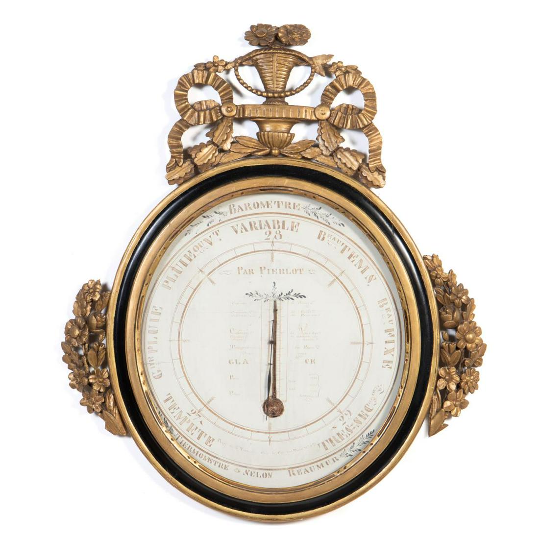 19TH C. SELON TORRICELLI PARCEL GILT BAROMETER (1 of 8)