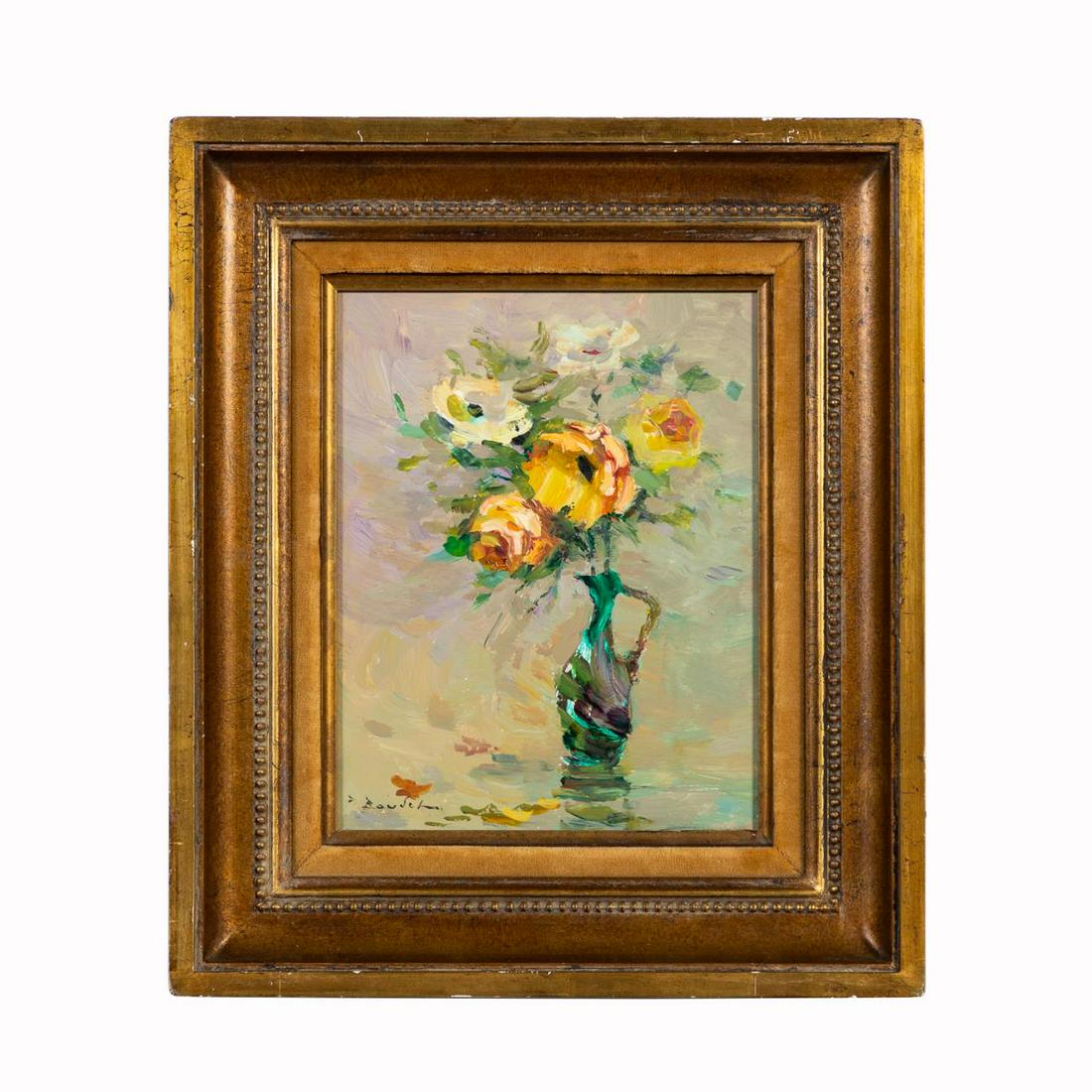 P. BOUDET "ANEMONES AU POT VERT" FLORAL STILL LIFE (1 of 6)