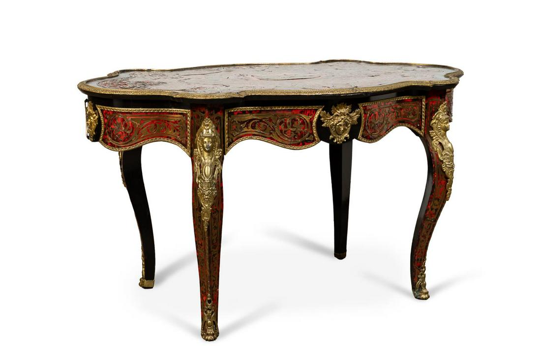 NAPOLEON III BOULLE STYLE EBONIZED CENTER TABLE (1 of 6)