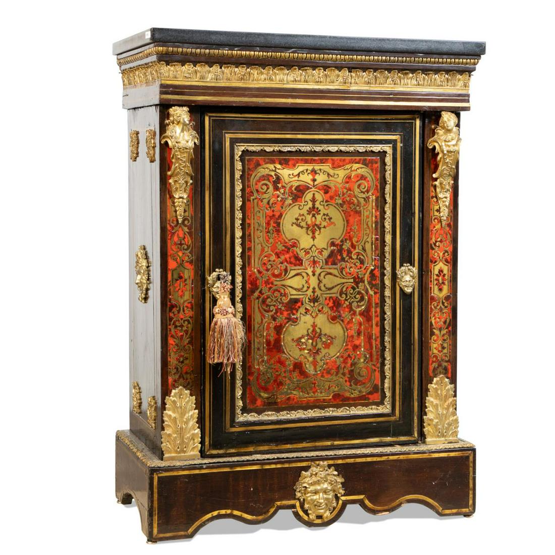 LOUIS XIV BOULLE STYLE GRANITE TOP PIER CABINET (1 of 10)
