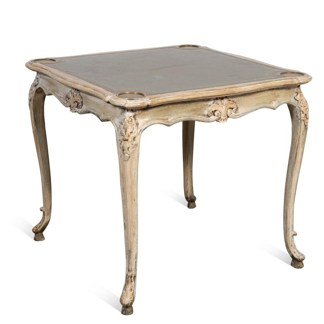 LOUIS XV STYLE DISTRESSED PAINTED GAMES TABLE (1 of 6)