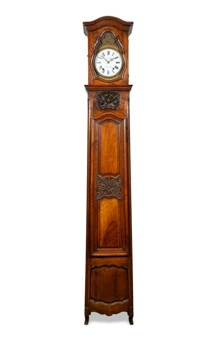 19TH C. FRENCH PROVINCIAL CARVED TALL CASE CLOCK (1 of 7)