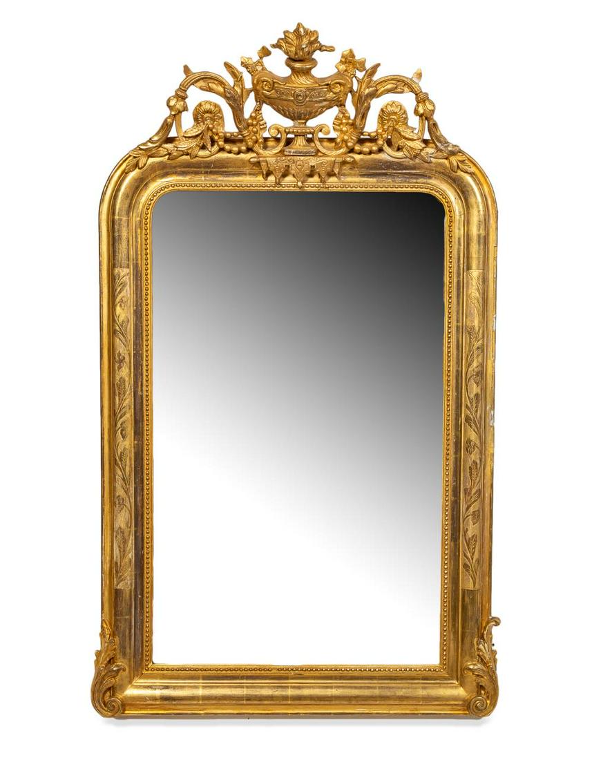19TH C. LOUIS PHILIPPE STYLE GILTWOOD MIRROR (1 of 4)