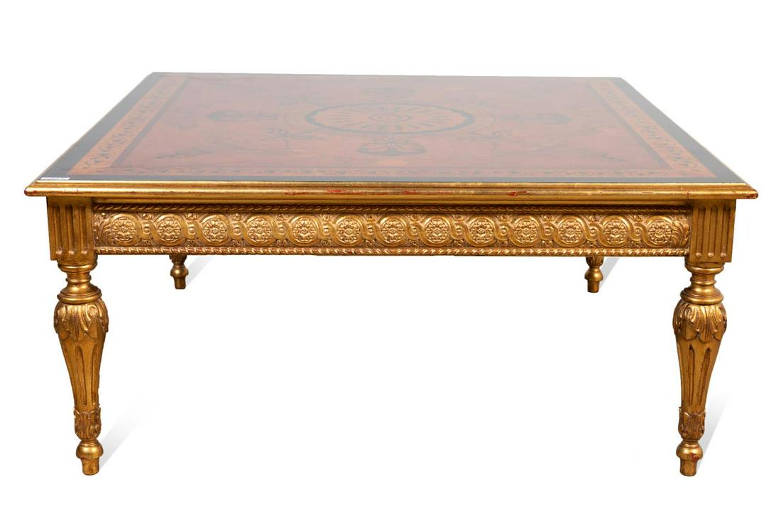 NEOCLASSICAL STYLE GILTWOOD INLAID COCKTAIL TABLE (1 of 7)