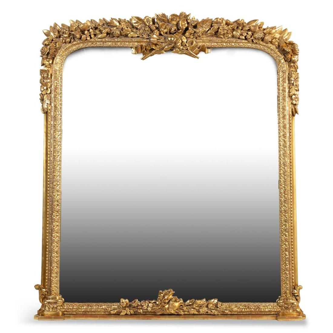 LARGE NEOCLASSICAL STYLE GILTWOOD MIRROR (1 of 6)