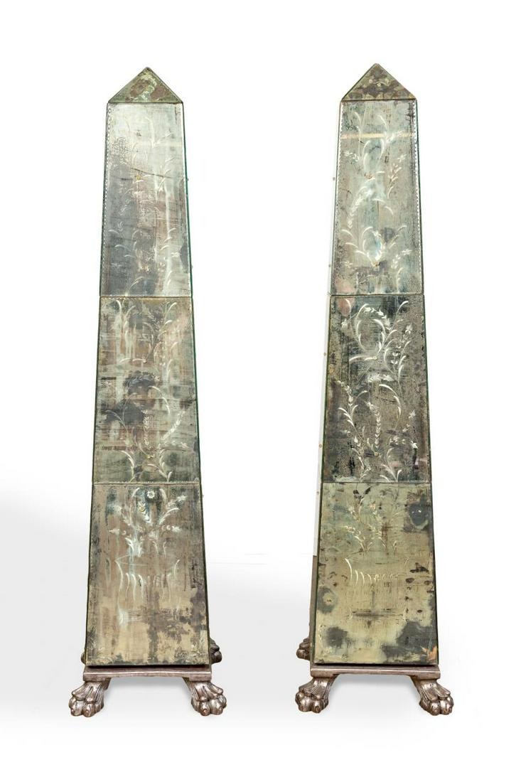 PR., OVERSIZED VENETIAN STYLE MIRRORED OBELISKS (1 of 5)