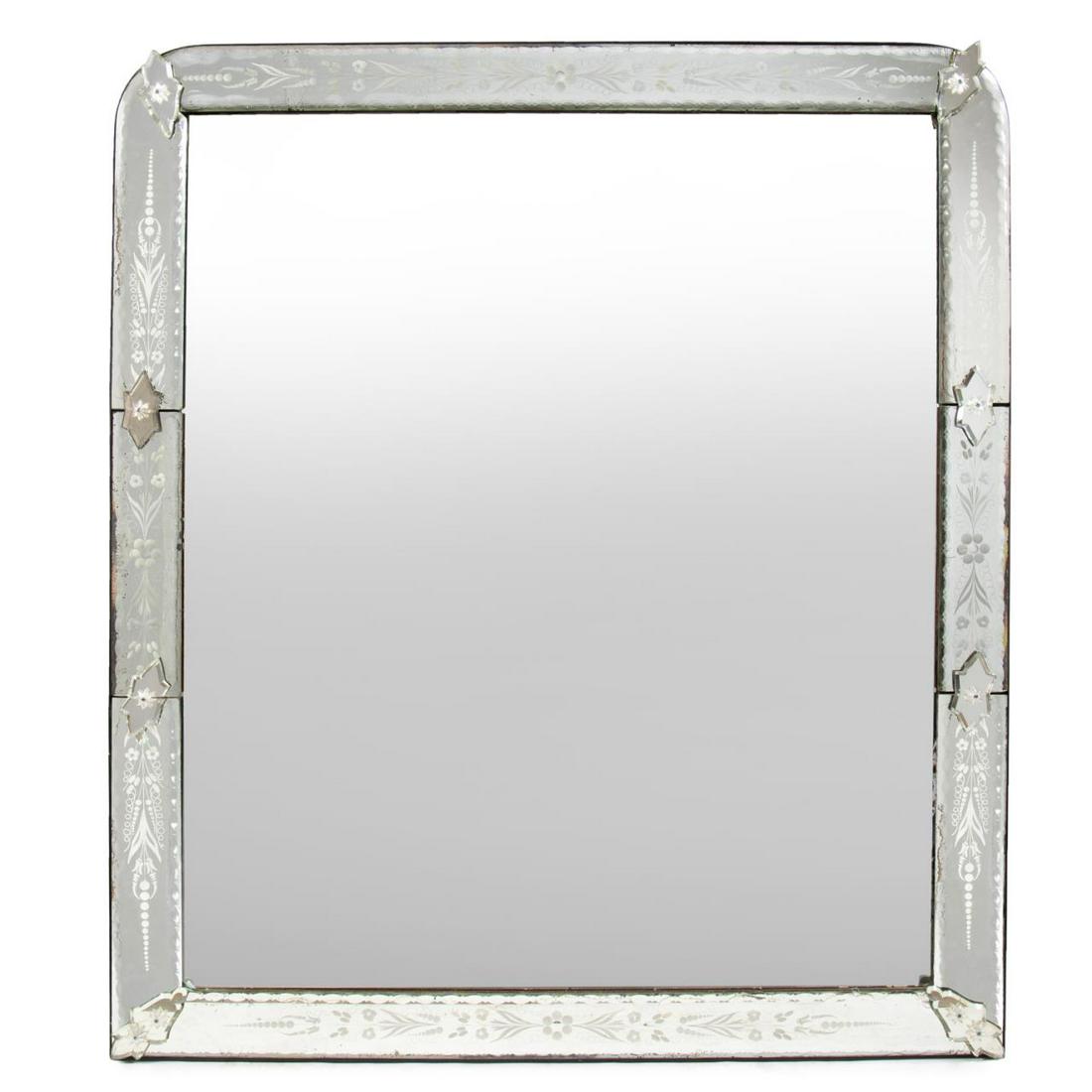 LARGE VENETIAN FOLIATE ETCHED GLASS MIRROR (1 of 8)